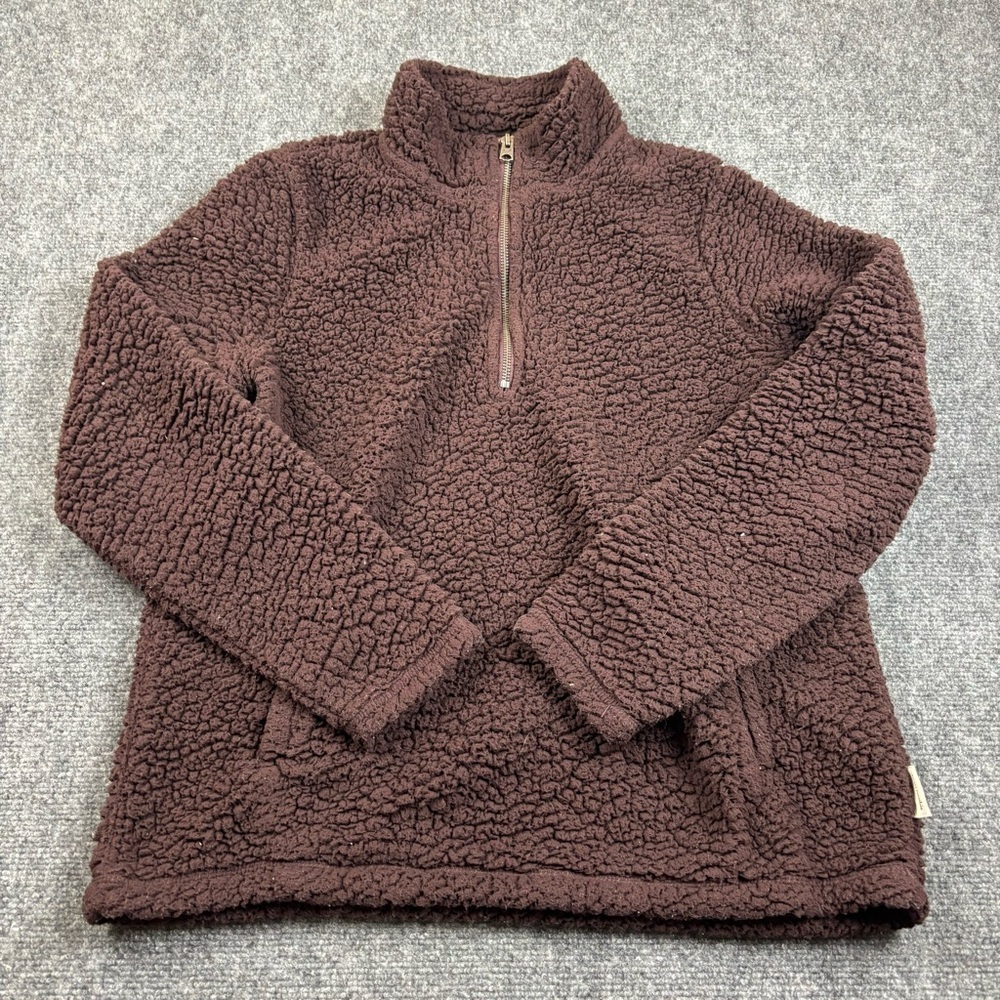 ABERCROMBIE & FITCH Was men’s Brown Sherpa 1/4 Zip Pullover Shirt size: Large